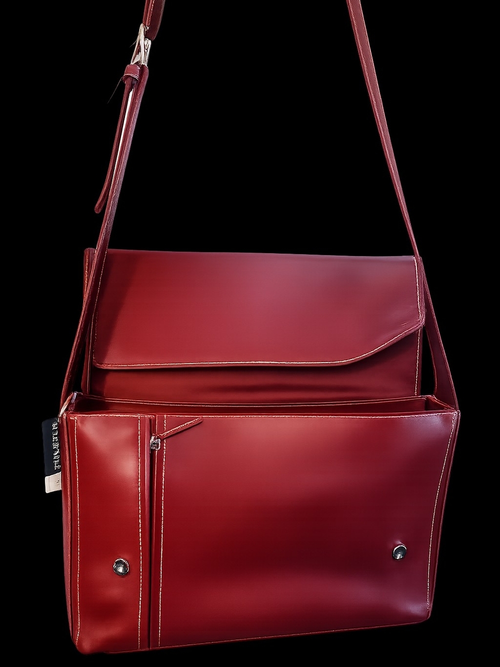 Wilsons Leather Burgundy Red Leather Shoulder Bag with Front Flap